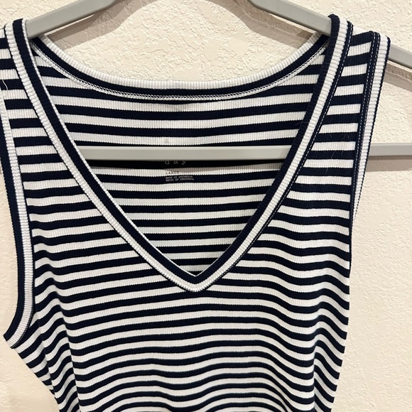 A New Day White and Blue Sleeveless V-Neck Bodycon Maxi Dress - Picture 3 of 9